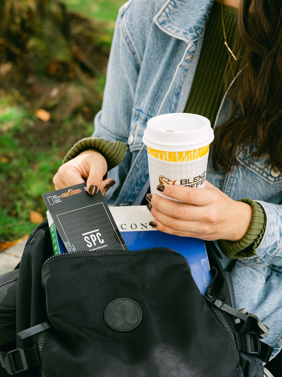 Blenz Coffee cup, held on the go